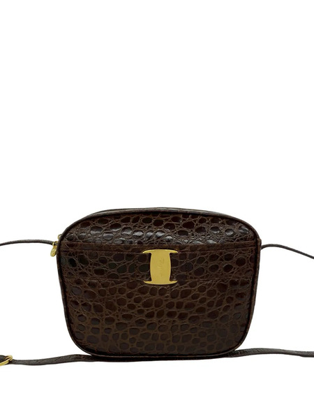  Ferragamo Pre-owned Bandolera Vara De Piel Con Efecto De Piel De Cocodrilo En Relieve 2010-2026 - Marrón 
