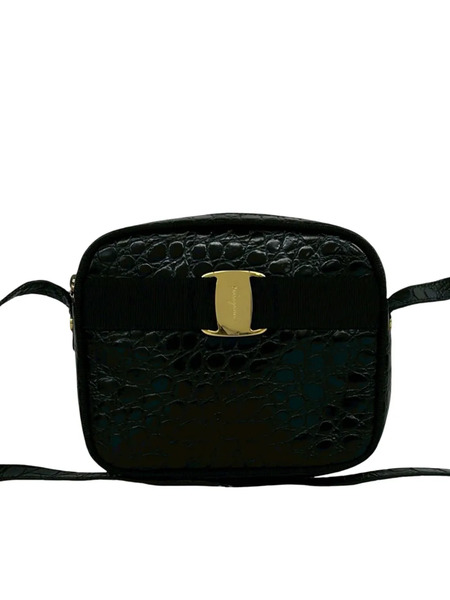  Ferragamo Pre-owned Bandolera Vara De Piel Con Efecto De Piel De Cocodrilo En Relieve 2010-2026 - Negro 