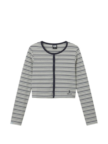  Fingercroxx Top A Rayas Con Botones - Azul 
