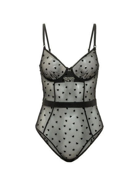  Fiorucci Body Con Corazones Afelpados - Negro 