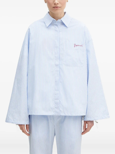  Fiorucci Camisa Con Rayas Bordadas - Azul 