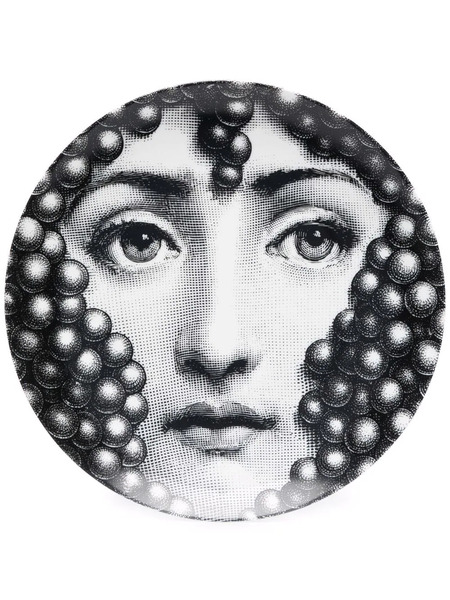  Fornasetti Plato De Porcelana Con Diseño Gráfico - Negro 
