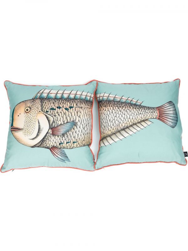  Fornasetti Set De Dos Almohadas Estampadas - Azul 