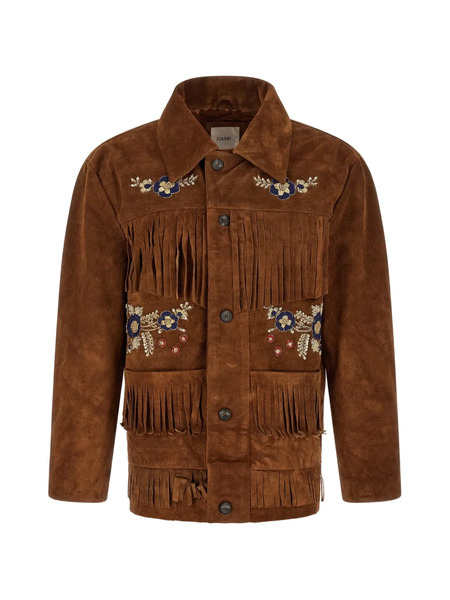  Found Chaqueta Bordada Con Flecos - Marrón 