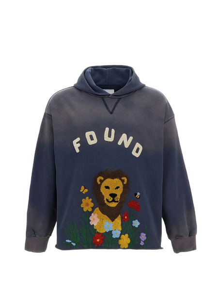  Found Sudadera Con Capucha Y León Bordado - Azul 