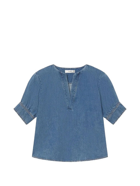  Frame V-neck Popover Top - Azul 