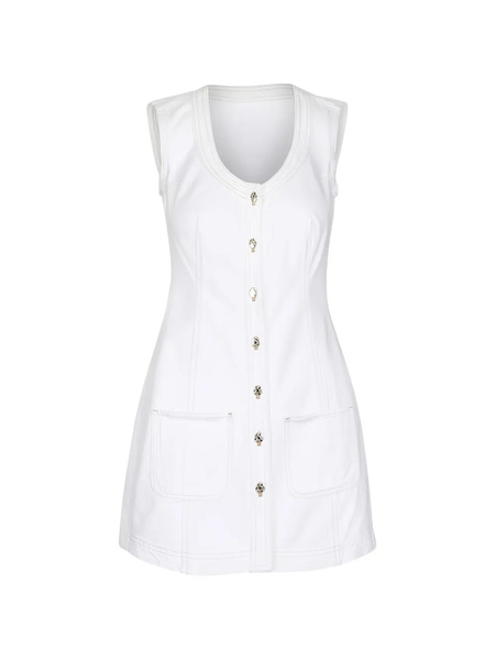  Frame Vestido Corto Con Botones - Blanco 
