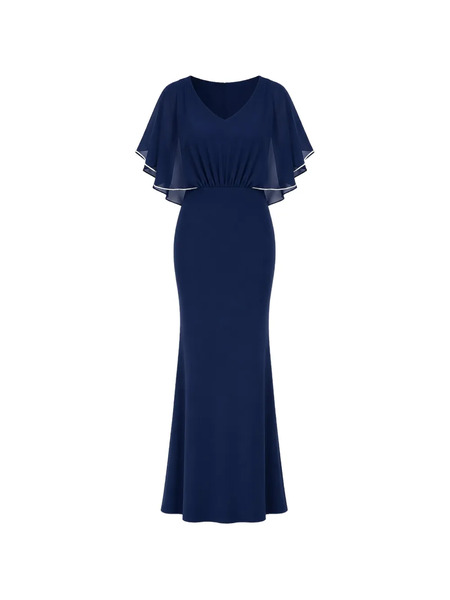  Frank Lyman Vestido Largo Estilo Capa - Azul 