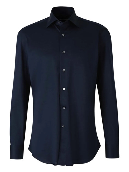  Fray Camisa Con Botones - Azul 