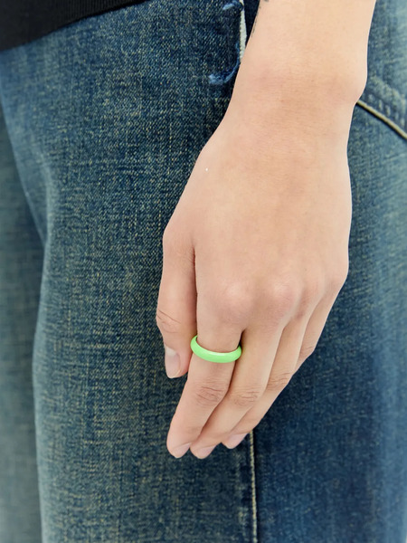  Fry Powers Anillo Apilable En Plata De Ley - Verde 