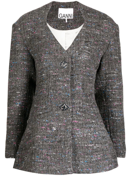  Ganni Blazer Ajustado - Gris 