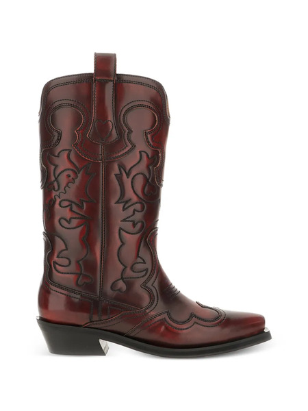  Ganni Botas Estilo Western A Paneles - Marrón 