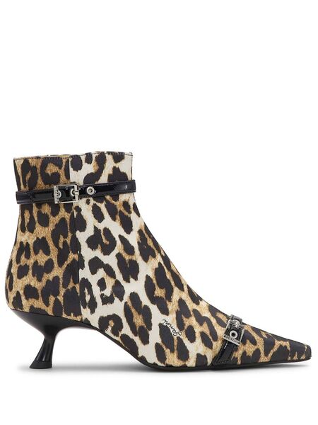  Ganni Botines Con Estampado De Leopardo - Marrón 