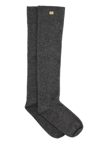  Ganni Calcetines Con Logo - Gris 