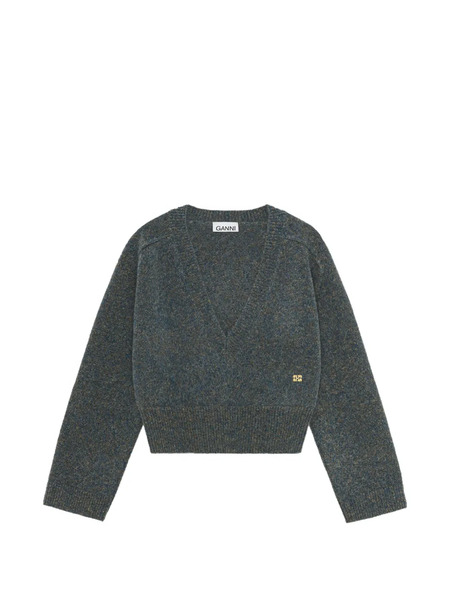  Ganni Jersey Con Cuello En V - Azul 