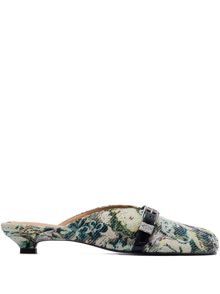  Ganni Mules Con Kitten Heel - Verde 