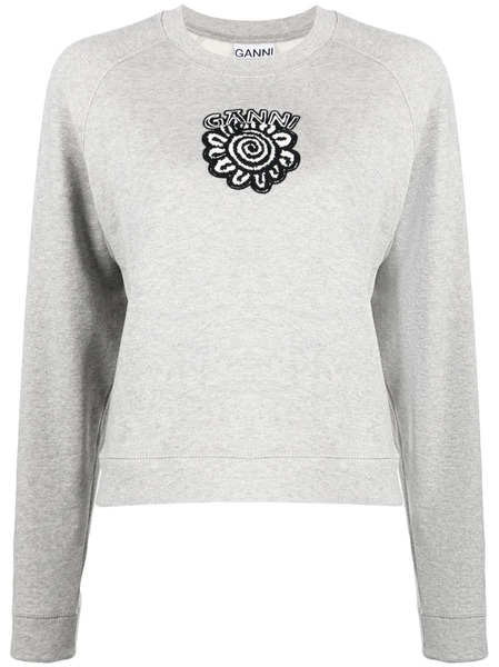  Ganni Sudadera Con Logo Estampado - Gris 