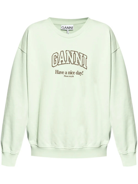  Ganni Sudadera Con Logo Estampado - Verde 