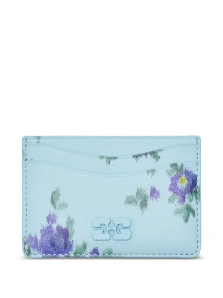  Ganni Tarjetero Con Estampado Floral - Azul 