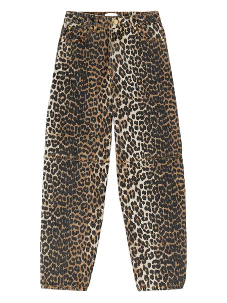  Ganni Vaqueros Con Estampado De Leopardo - Marrón 
