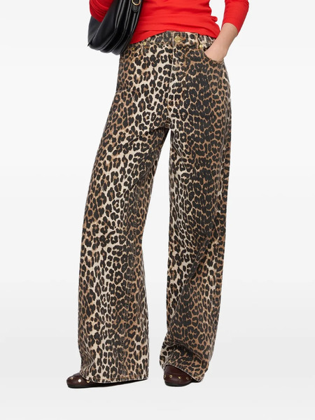  Ganni Vaqueros Lari Con Estampado De Leopardo - Marrón 