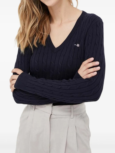  Gant Jersey Con Cuello En V - Azul 