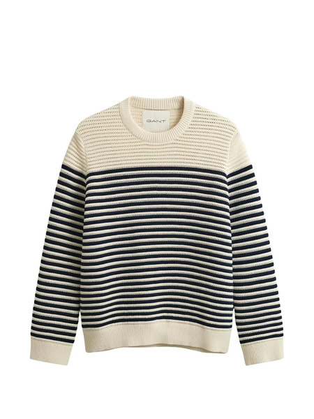  Gant Striped Textured-knit Sweater - Neutro 