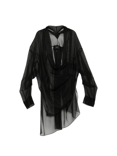  Gaz De Lin Blusa Drapeada - Negro 