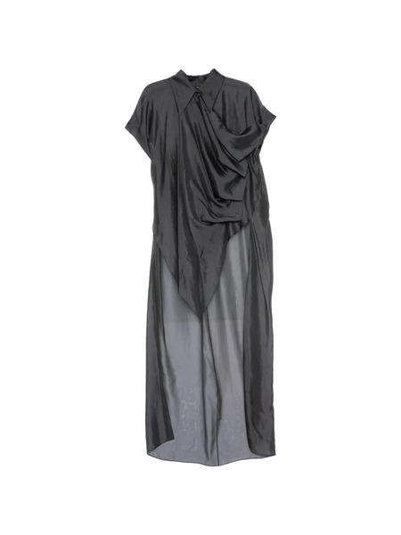  Gaz De Lin Vestido Largo Drapeado - Gris 