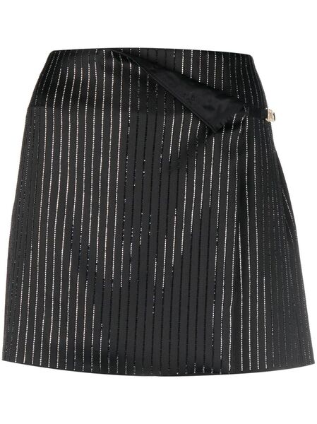  Gcds Falda Logo Clip Pinstrip Con Apliques De Strass - Negro 