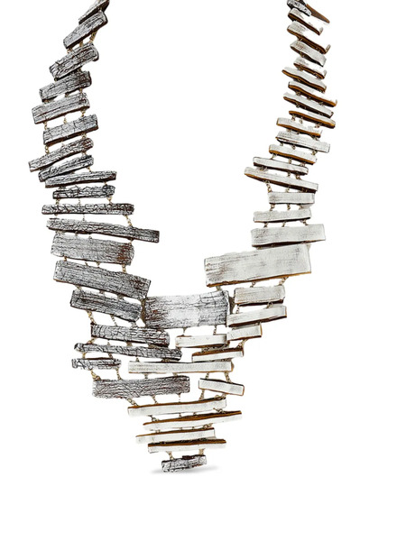  Gfw Collar Hecho A Mano Con Forma Rectangular - Plateado 