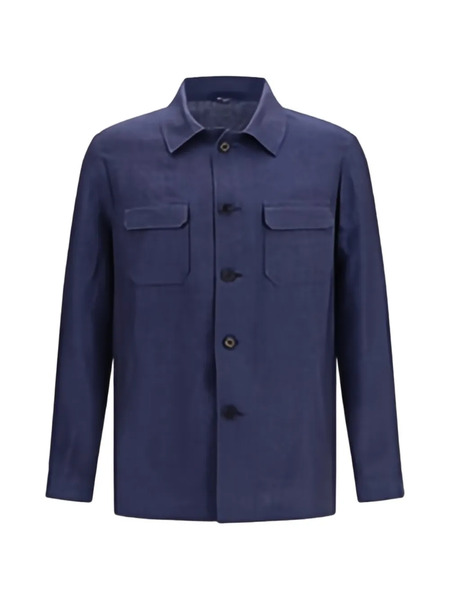  Gi Capri Camisa De Lino Con Botones - Azul 