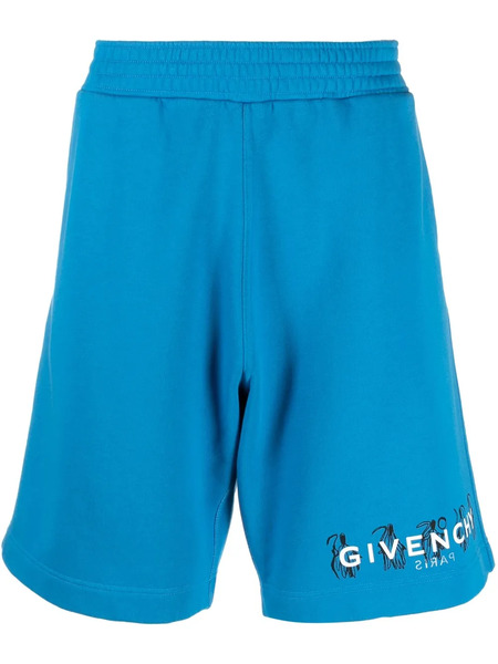  Givenchy Bermudas Con Logo Estampado De Givenchy X Josh Smith - Azul 