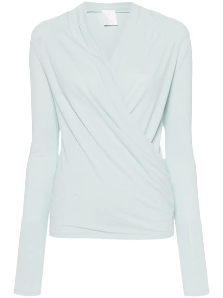  Givenchy Blusa Drapeada Con Cuello En V - Azul 