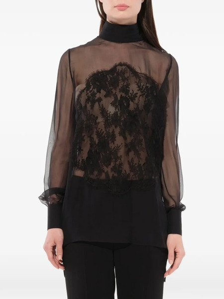  Givenchy Blusa Podium Con Panel De Encaje - Negro 