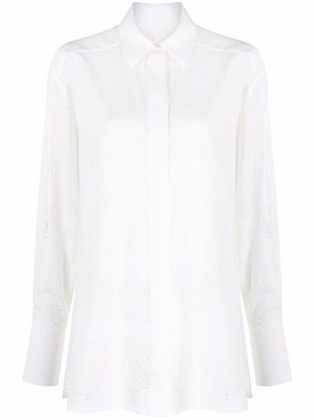  Givenchy Camisa Estampada Con Perforaciones - Blanco 