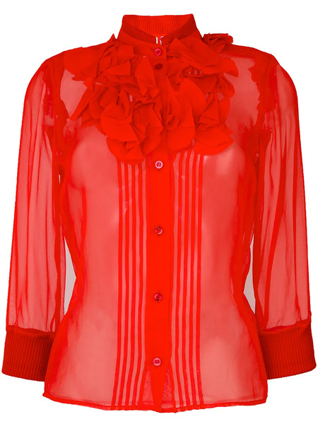  Givenchy Camisa Transparente Entallada - Rojo 