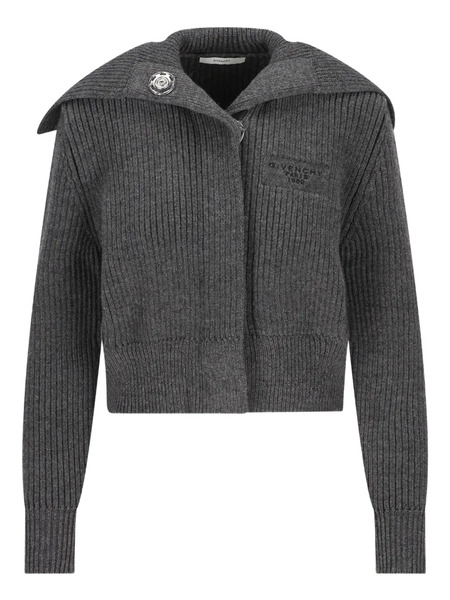  Givenchy Cárdigan Con Logo Bordado - Gris 