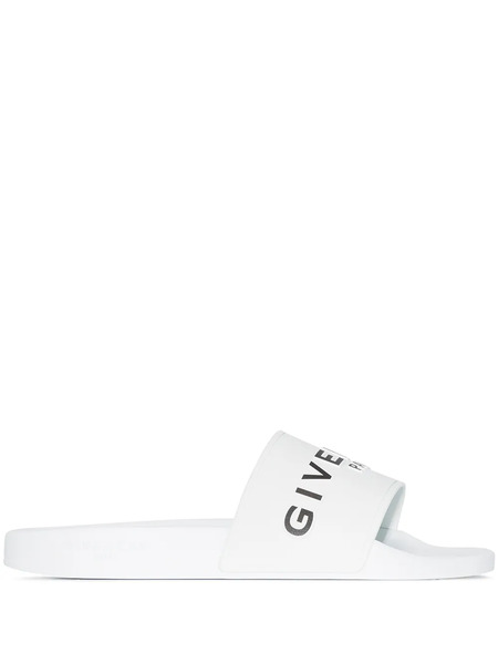  Givenchy Chanclas Con Logo Estampado - Blanco 