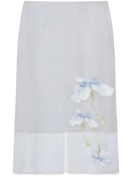  Givenchy Falda Midi Con Estampado Floral - Azul 