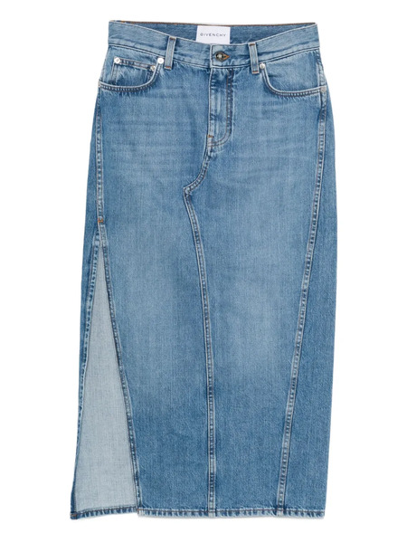  Givenchy Falda Vaquera Recta Con Abertura Lateral - Azul 