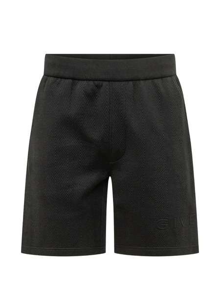  Givenchy Herringbone-pattern Logo-embroidered Shorts - Negro 