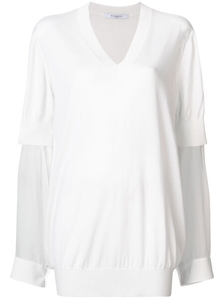 Givenchy Jersey Con Mangas Transparentes - Blanco 