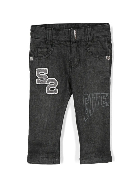 Givenchy Kids Vaqueros Rectos Con Parche Del Logo - Negro 