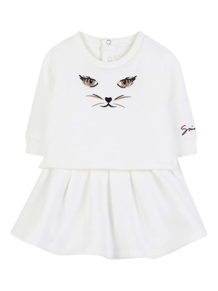  Givenchy Kids Vestido Con Capas Bordadas - Blanco 