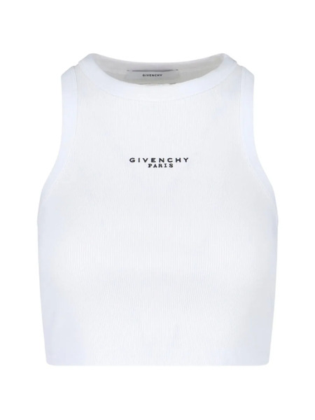  Givenchy Top Sin Mangas Con Logo - Blanco 