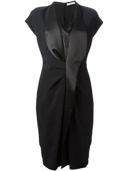 Givenchy Vestido Fruncido A Capas - Negro 