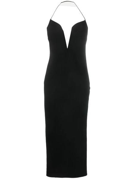  Givenchy Vestido Largo Con Cuello Halter - Negro 