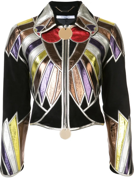  Givenchy Zipped Patchwork Cropped Jacket - Negro 