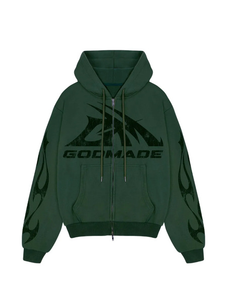  Godmade Sudadera Con Capucha Y Logo Estampado - Verde 